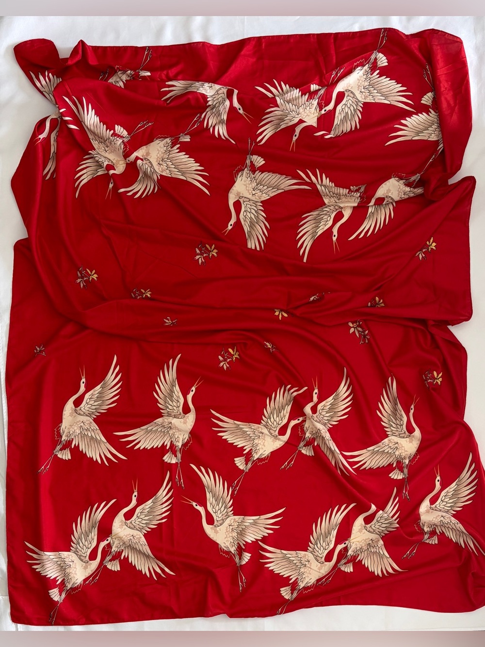 New Beach Wrap Scarf Shawl Dress Skirt Kimono Size XL 76x51 Crane Bird Oversized
